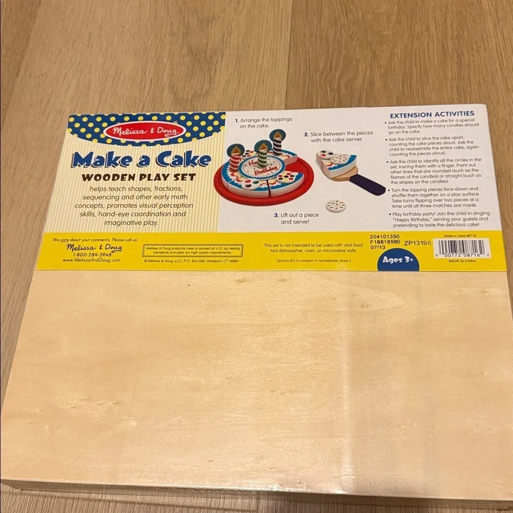 Melissa & Doug Make a Cake Wooden Play Set new in sealed package